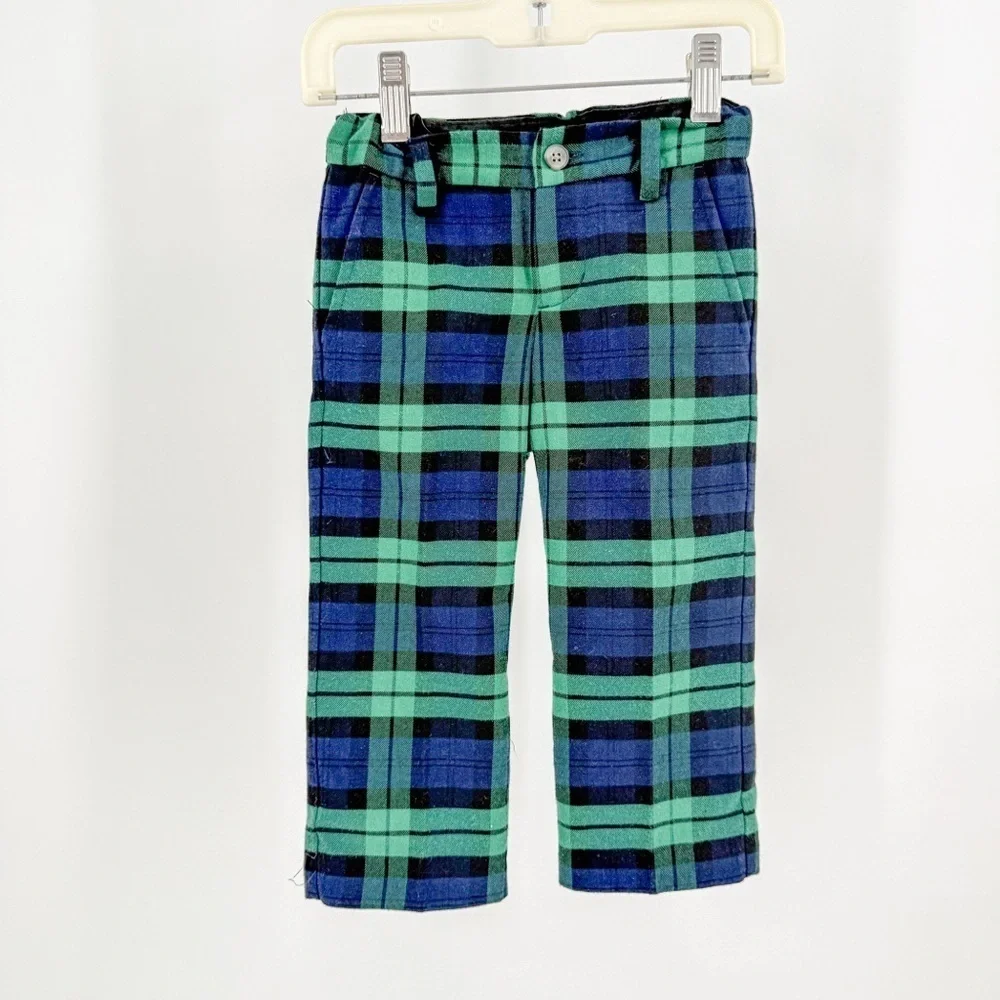 Janie and Jack Plaid Crest patch cardigan and pants